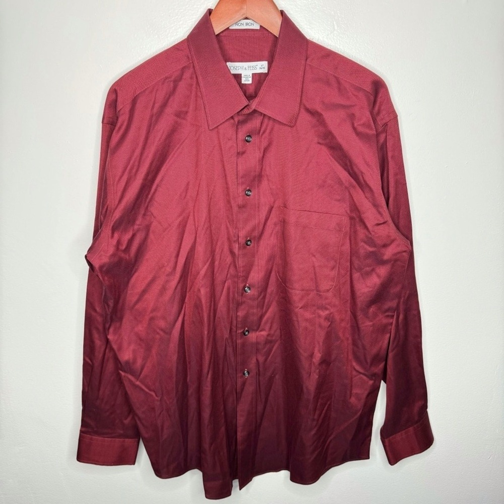 Joseph & Feiss Non Iron Long Sleeve Button Down 100% Cotton Size 17 - 34/35